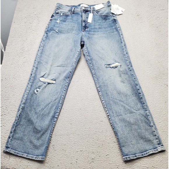 Jessica Simpson Denim - Jessica Simpson Dallas Boyfriend Jeans Womens 8 Blue Denim Stretch Distressed